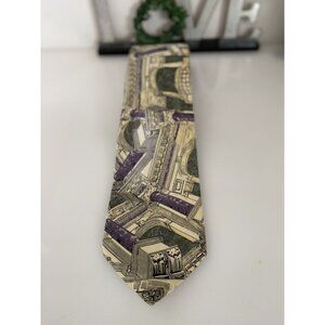 Structure Architecture Building Roman‎ Pillars Necktie Tie 100% Cotton USA Vtg